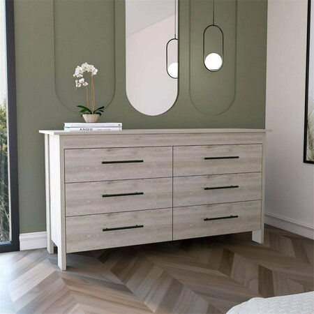 DEPOT E-SHOP Paris 6 Drawer Double Dresser, Light Gray DE-CZB7666